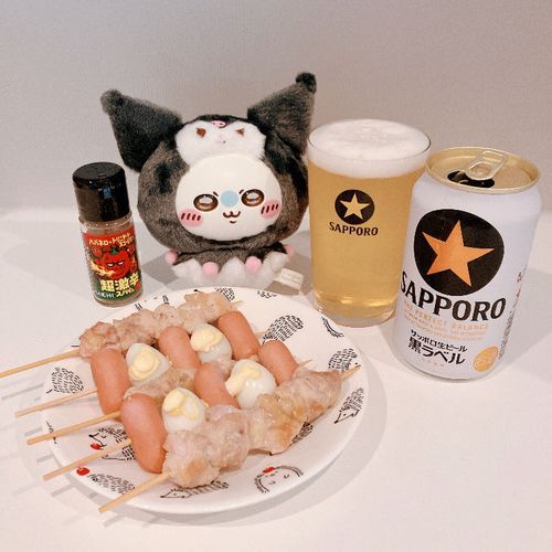 焼き鳥を作ったんだ！
ウインナーはチーズインなんだぞｯ‼︎