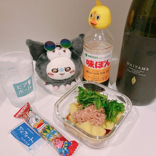 チャッピーに芋がたくさんあるなら作れって言われた芋ポン酢をアテに芋焼酎飲むね！