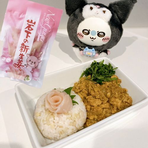 新生姜の漬け汁と刻んだ生姜を混ぜた生姜ライスと高野豆腐の激辛ヴィーガンカリー🍛