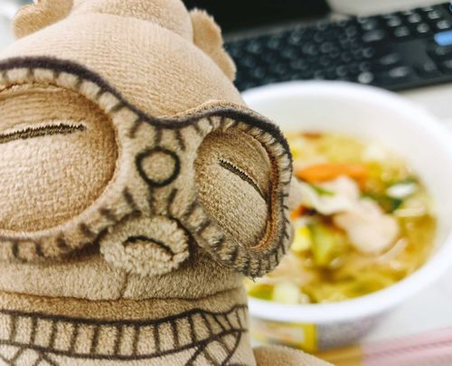 今日は、もちぽが初出勤ぽちゃ。
お昼ごはんの写真送ってきてくれたんだけど、もちぽ過ぎ…！
（今日はやる気なさすぎてカップ麺だって、ご主人言ってたぽちゃ🍜 なけなしの正義感で野菜だけ持っていったらしいぽちゃ。。）