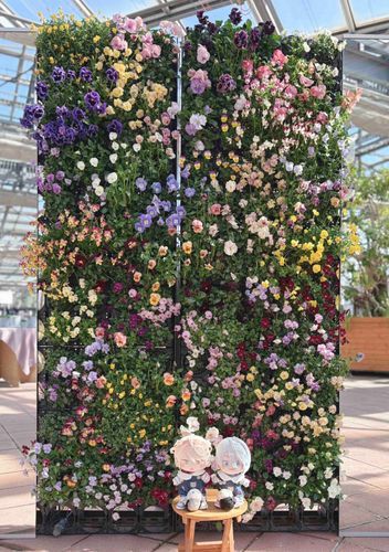 お花の壁をみてきたよ！
すごかったにゃ！