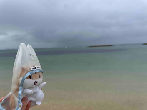 沖縄の海！(雨降ってた☔)