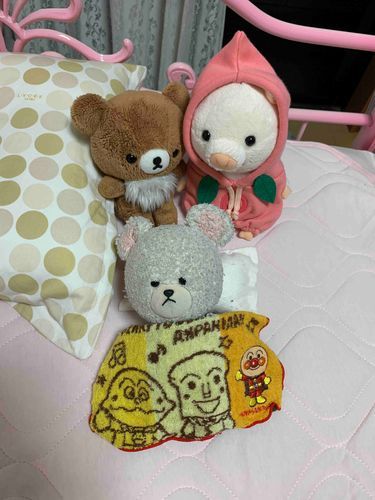 ぴーしゃん、アンパンマン  のお布団掛けて寝るんだぁー
大きくなったら、アンパンマン  みたいに強くて優しい人気者になるんだ☆
チビぶたちゃん、ハニーちゃん先に寝るね。おやすみなさい…