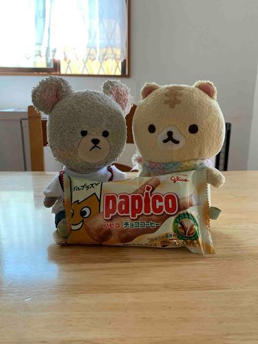 暑い日はアイスを食べよう☆
ぴーしゃんと一緒にパピコ分けっこしよ〜