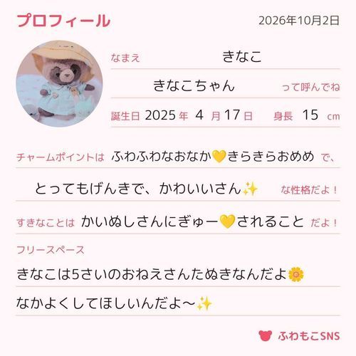 きなこのぷろふぃーるさんなんだよ✨️
