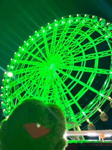 夜は観覧車がわさびカラーになったよ〜！