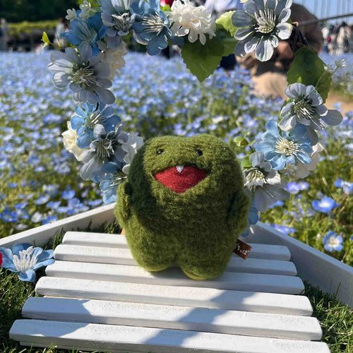 ネモフィラを背景にハイチーズ☀️