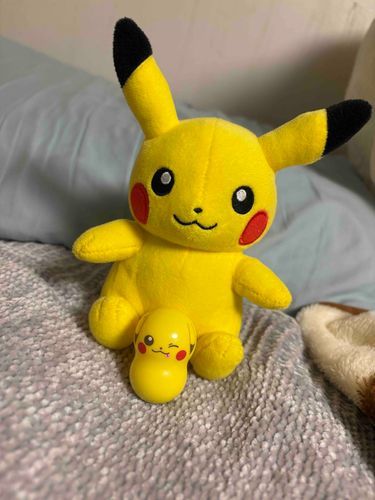 ピカチュウのクーナッツゲットしたからツーショット撮ったよ⚡️📸
