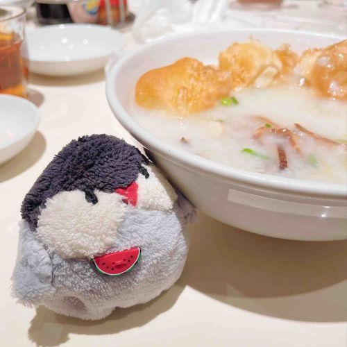 シャテンキ、というところに行った時のお写真だって。
お粥が美味しいお店らしく、ご主人もお気に入りなんだよ。
この日はすいかちゃんだけお出かけに着いて行きました。