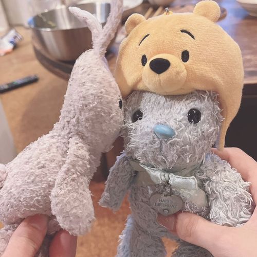 りんの兄弟の青りん！ときどきケンカするけど仲は良いよ~プーさんの帽子を取り合っているね