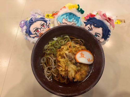 で、室堂駅にて食べた立山そば✨️
しかも揚げ物に使われてる具材がホタルイカっていう🦑✨️
コリコリしてて美味しかったです😋
因みに立山そばは日本一標高が高い駅そばになってるらしい。
(私の場合初駅そばは激狭で有名な塩尻駅で食べました)
