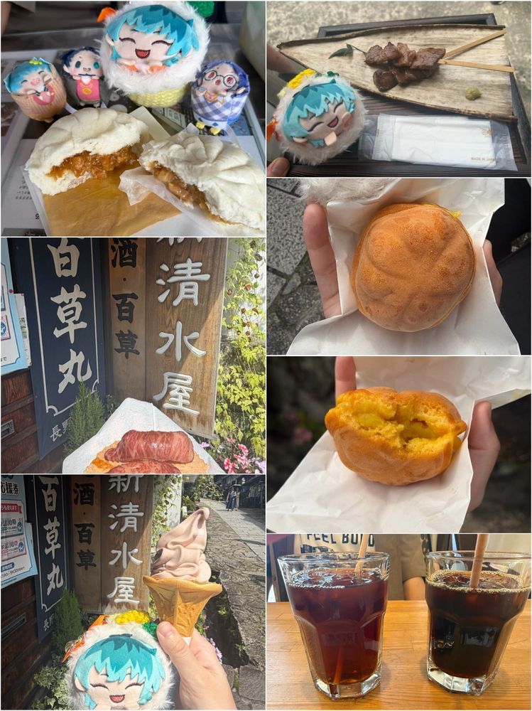 馬籠の食べ歩きまとめ。
・信州牛と飛騨牛の肉寿司(新清水屋)
・栗きんとんアイスクリーム(新清水屋)
・飛騨牛串
・栗ふく(栗あん)
・妻籠、馬籠ブレンド(HillBilly Coffee Company)
・鶏ちゃん(醤油、味噌)
珈琲は食べ歩きしてるついでに寄ってみた。
珈琲はあまり飲まないけど、口直しにはちょうど良かった。
鶏ちゃんって聞いた事無いと思ったら郷土料理らしい……
知らない人からすれば肉まんの1種かと思ってた😅
栗きんとん自体、食べる機会全く無かったけど美味しかったです😋
飛騨牛は良い肉使ってるから、美味しかったな🤤