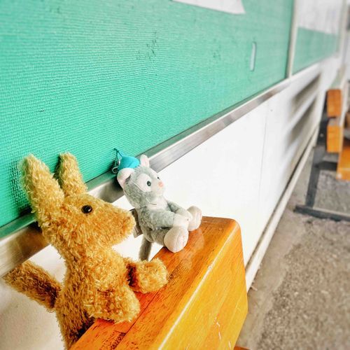 家の人と、はぐれてしまったみたい。見つけて貰えるよう、誰かが彼をベンチに座らせてくれていた。
寂しくないよう、ぼくも少し一緒に待つことにした
