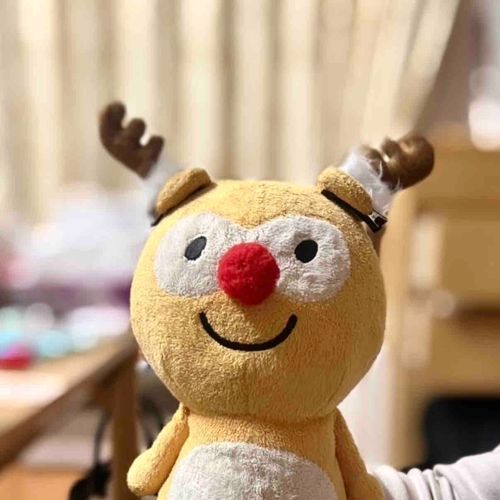真っ赤なお鼻の〜  トナカイさんやにー！！(^o^)🦌
お鼻付けてもらった〜!!クリスマス楽しみ〜🎄