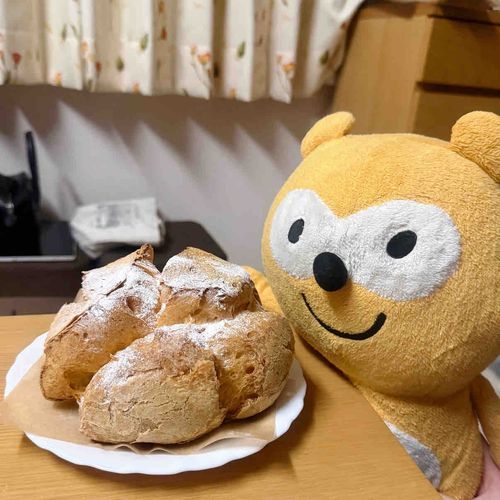 見てーo(^.^)o大きいシュークリームやに〜！！皆であまましてすぐ食べ終わった美味しかったに〜\( ˆoˆ )/