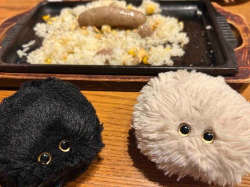 にんにくごはん　ちょうでかおにくのせだぞ　かびたちに　いいにおいが　うつっちゃうぞ