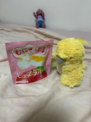 オカメインコのレモンです🍋私もピュアラルグミ、食べてみたよ☺︎なんだか、チブリーが裏で体操してるわ… 今日は、秋晴れね🍂