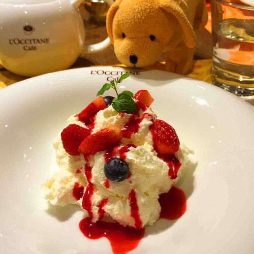 これは、かつて新宿にあったロクシタンカフェのスイーツですね❣️
なくなってしまったときは本当に悲しくて、後に入ったテナントのオニツカタイガーを恨むくらいでした…🥀