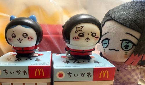 ちいかわハッピーセット買えてよかったね🥰
ちびえんちゃんも大喜び！！