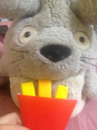 おねえちゃんが折り紙で作ったポテト🍟！👀
トトちゃんがひとりで食べようとしてるよ〜ひさちゃんも食べたいなぁ！
by.ひさちゃん🍒