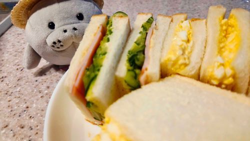サンドイッチを食べましょう。君はどっちが気に入るのかな。