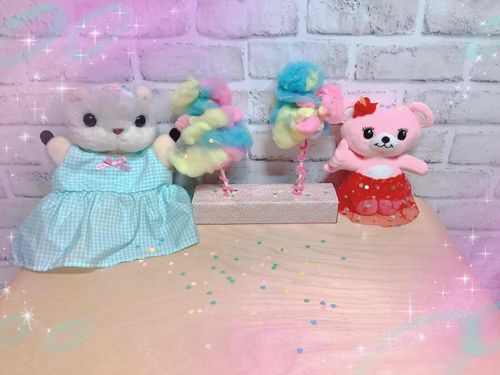 くまピーとコラボ！　セリアでふわふわわたあめキット買って作ってみたよ！