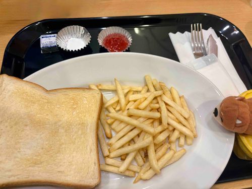 かいかつクラブの あさごはん
ポテトたくさん　うれしい
せっかくだし 🍦×🍟も　たべたよ