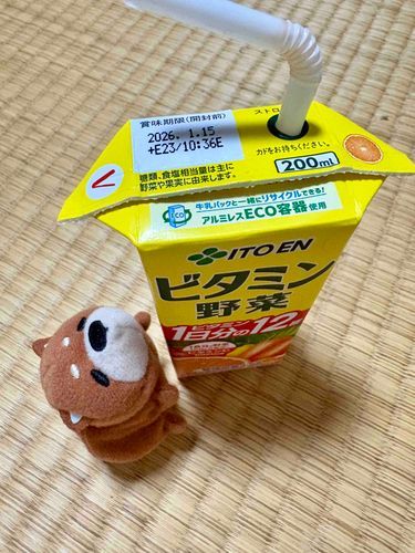 やさいじゅーす よるの おさんぽおとも
つめたさが からだにしみて よりうまうま
よかぜあびて かえってきました
