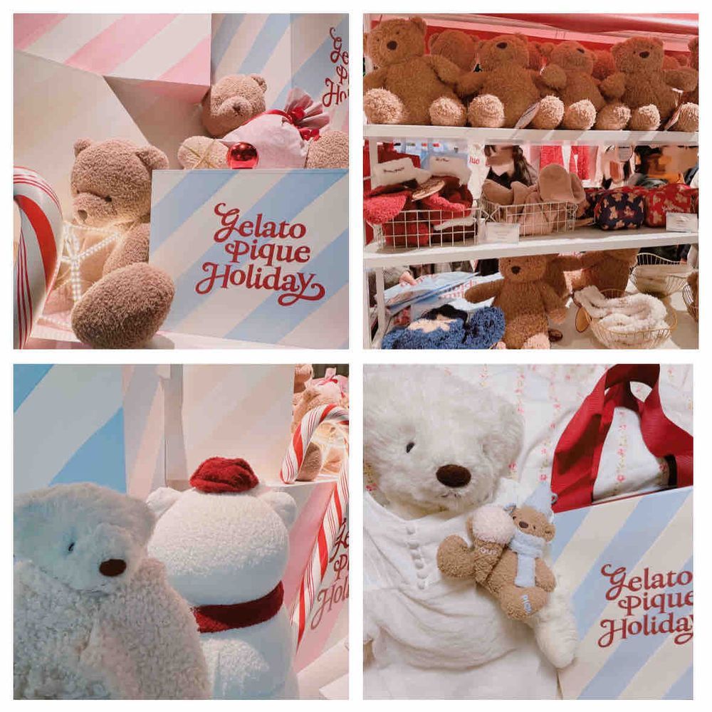 ジェラピケポップアップ🧸
〜パート2〜

1枚目うえの方にのぼってるクマさんみえるくぅかなぁ💗
おっきいクマさんもいて、ちょっと緊張しちゃったくぅ🥺

3枚目のクマさんのお尻がかわいすぎて思わず支えちゃったくぅ🐻‍❄️

ご主人は、お土産もしっかり購入してたくぅ🥺毎日かばんにつけてるくぅ🧸
くーも毎日つれてってほしいくぅ💗
