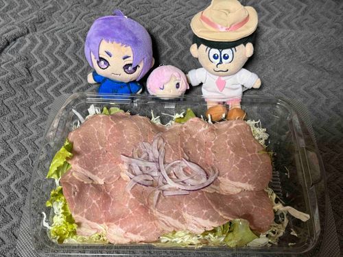 12月
スーパーで買ったローストビーフサラダがあんまりでっかいので3人に並んでもらってデカさを堪能してもらっています
食べ切れるかな