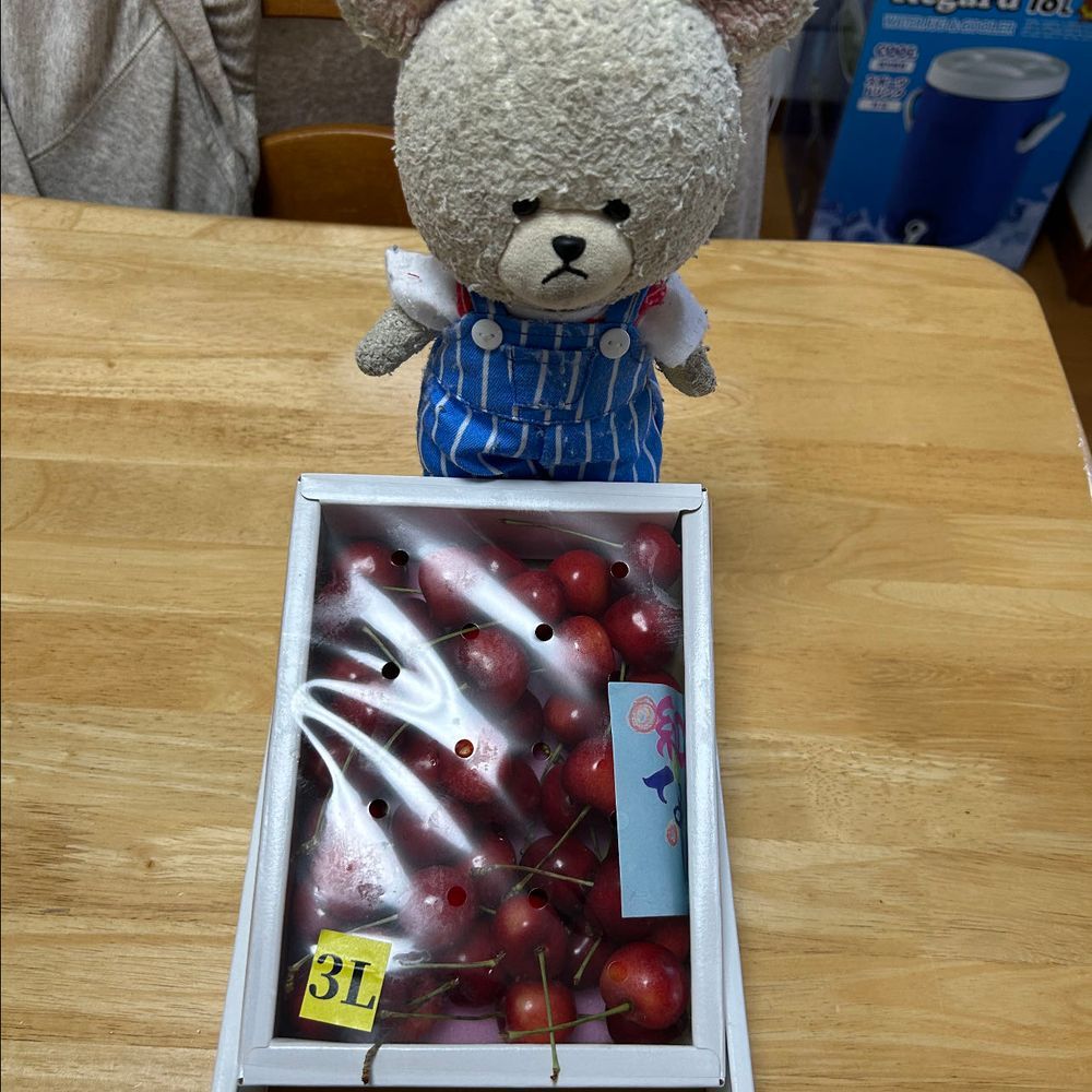 ぴーしゃん、、さくらんぼもらったよ🍒
おお〜✨大粒👀❣️

それを昨夜のごはんのデザートに🍒
あつくて、早くも素麺出動なの🥵
喉越しいいとたくさん食べられる😋

今朝はおむすび🍙とセブン&アイの卵焼き🥚
味が気に入ってハマっちゃった🤭