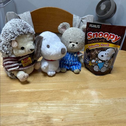 スヌーピーのチョコのなんか（笑）❣️
スヌーピーにはりーちゃんと遊んでたぬーぴーちゃんがやってきた💕８個入り✨
ふたりに一個ずつあげて〜
騒がしいちくまろうにぼんと、目で訴えてくるぺくちゃんにも一個ずつどうぞなの🐻‍❄️✨
さあ、ゆっくり味わおう❣️
パッカンするとこんなやつ✨
名前はよく分からない。
濃厚👍
