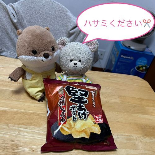 こっつんが雨で暇だから、サクサクしようって堅あげポテト持ってきたの❣️
手でやっても開かないからハサミもらおうと思ったら、ちょきたんきたの🦀
様子見てるとね、ご自慢のハサミでチョキチョキ✂️
でも、やっぱり開かないって🤣