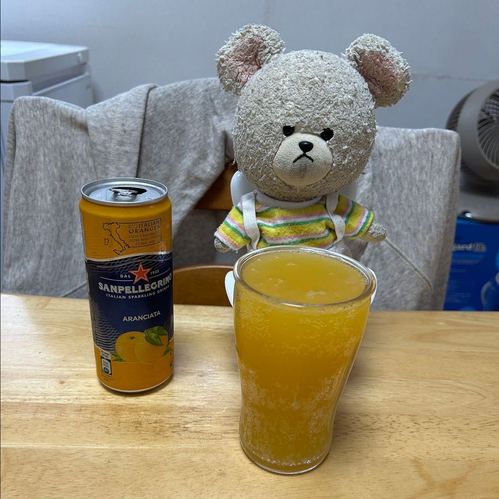 レモンから❣️
しゅわしゅわにスナック合わせて👏
辛ダンドントッポッキの甘辛感が最高😊

そして、別日にはオレンジも🍊
よく読むと、氷は入れないって書いてあった💦
お家の人、前回のレモン🍋飲み終わった後、缶ゆすいでいて、あれ？👀💦って🤣
説明書を、日頃から読む癖がないから、こうなんだよね😱
全て感覚でやるニンゲン…
ぴーしゃん、いつか危ないかも🐻‍❄️💦💦