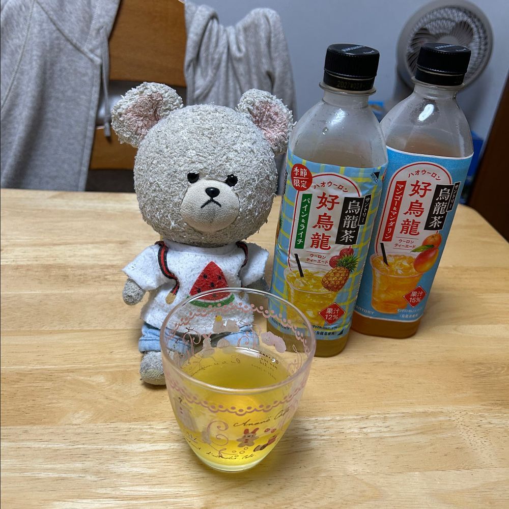 飲み比べ大会🎉

一杯目〜
好烏龍　マンゴー&マンダリン
ｸﾝｸﾝ…
めっちゃマンゴーのにおい❣️
ごくり…
マンゴー🥭むむむ…柑橘な…いやマンゴー🥭でさっぱり👍

二杯目〜
好烏龍　パイン&ライチ
ｸﾝｸﾝ…
パインのにおいだね🍍
ゴクリ…
パイン🍍…🍍…🍍🤣

ついでに三杯目〜
カルディのオレンジティー
オレンジ感たっぷりのフレッシュな紅茶だった🍊

結論…全部フルーティーで爽やかうまい😋