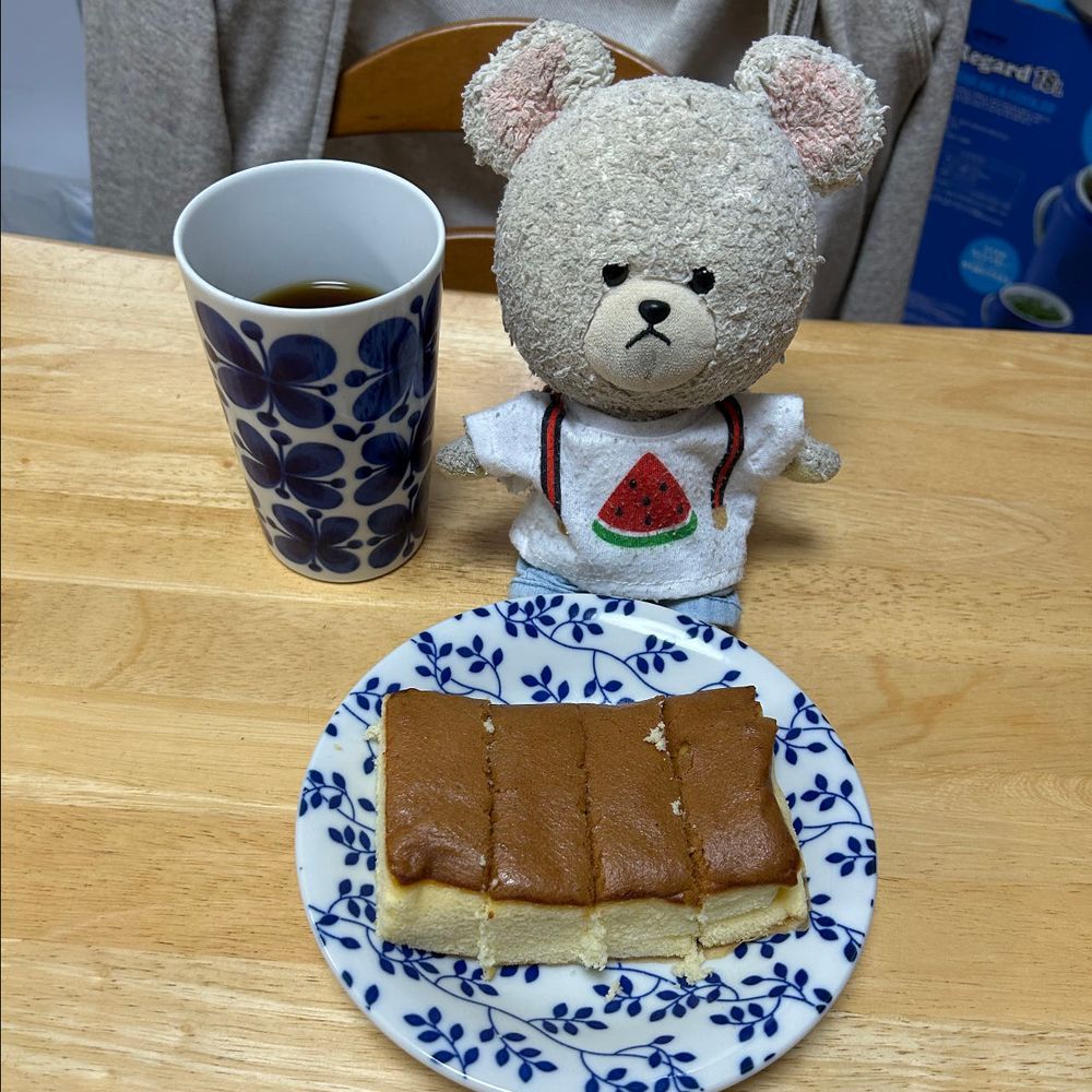 まさかのスーパーダイブを決めたぺくちゃん💦
お手手からツルッとすってんころりんごろりんじゃぼん‼️とキッチンのシンクの中に浸してあるお皿の上に😱
お家の人もぴーしゃんも悲鳴…
当のぺくちゃんは食べられちゃうことになったの？とか言い出すし…
夜だと言うのに即お風呂🛁
乾かすところないから、サーキュレーターの上に‼️乾くまで乗っててね💦
お家の人、まったく〜忙しい時に限って…🌀ってなってた😫

ぴーしゃんの食べたおやつの話…
ＪＡで買ったふんわり農協牛乳カステラね、砂糖たっぷり感じる甘い系ではないふわふわケーキみたいなのだった❣️
美味しかったから、ぴーしゃん明日のＪＡ行きたい🚙