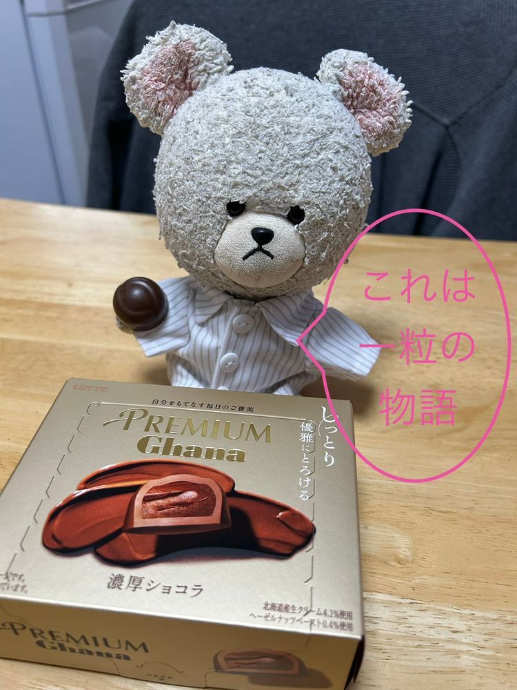 キムタクがね、広告してるチョコなの🍫
このシャツに着替えて真似っこだ👕
すんごく滑らかで楽しめるチョコだ🐻‍❄️💓
⁉️
こら〜お家の人〜‼️
毛むくじゃらだから、ケムタクと呼ぶなぁーーーッッ‼️🐻‍❄️💢
ストレスかかったから、もう一粒🍫💓