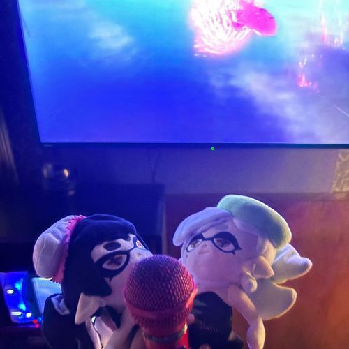 最近よくお出かけに連れ出しています(* 'ᵕ' )☆
スプラトゥーンっていうゲームのキャラ、シオカラーズの2人です🦑
そしてその2人連れてカラオケ行ってきました🎤2人とも歌が上手すぎる…Σ(ﾟдﾟ；)