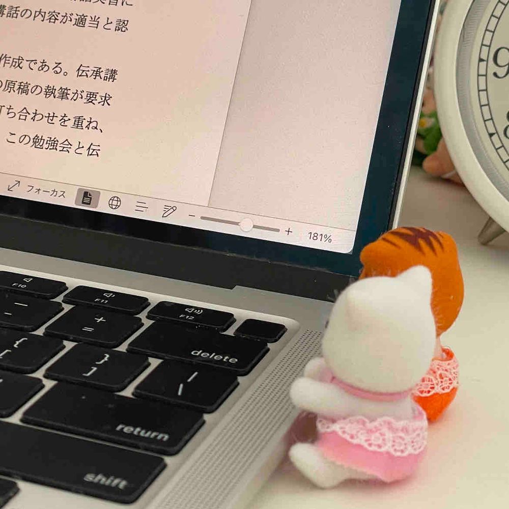 ろんぶんしっぴつのおてつだい。
かたかたのおと、すき！

きょはパヤよりもちちゃいこたちにもてつだってもらたよ。
むずかしの、たくさん…o̴̶̷᷄⩊o̴̶̷᷄
あかでみあで、いきのこるの、たいへんなんだて！

ちなみにね、パヤたちはおすわりしたとき、まっくぶくえあのたかさにぴったしなんだ！
でもがめんとちかいから、ぶるらいとにきおつけきゃだようー