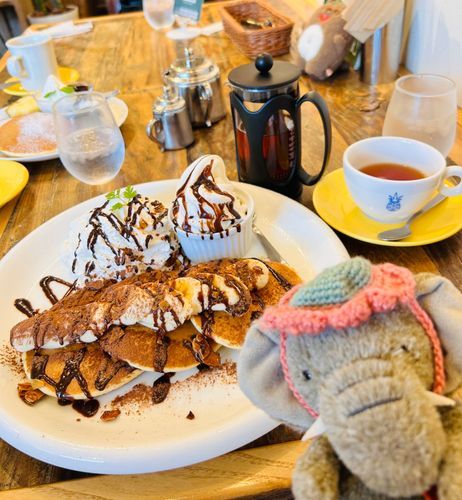 はわい系のおみせにいきました🐘
このぱんけーきは…アイスとくりーむがのっていて、とてもぼりゅーみーです…🥞✨️