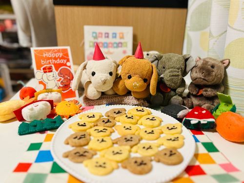 きょうは、おうちぬいぐるみのせんぱいのおたんじょうびかいにおじゃましてきました。せいだいなおいわいに、ぱーちーでたのしかったです🐘🧡
