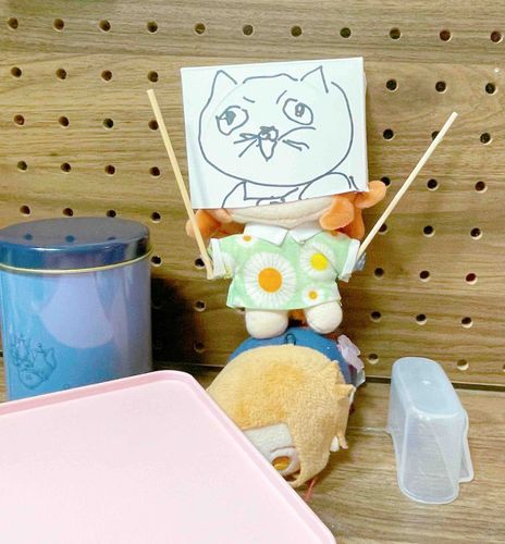 おてほんさん が  げーむ  で  ダンボール  の  ねこさん  どらまー  に  なっていたので  まねっこ！
しんちょうが   たりず、   ほうちょうもち  さん  に   くろう  をおかけ  しました…。

そのかわり、   ほうちょうもち  さんに   ぼせいあふれる   うまむすめさん    を   しょうかい   する   おやくそく   しました！