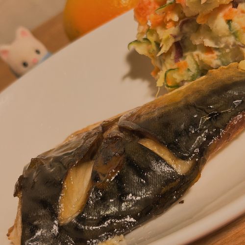 鯖の塩焼きとさつまいもサラダ!!
いただきますっ!