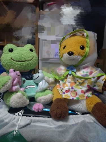 友達の（チャラ）きつねくんがお泊りにきました。布団あるかな
