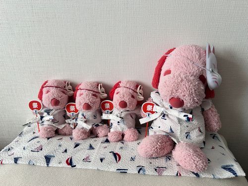 なつのあたらしいおようふくつくってもらったよ！きょねんはゆかただったからことしはじんべいなんだって☆よっとがらだよ𖠳うちわときつねのおめんもおそろいにしてみました❨･¨  ა♥❨･¨  ა♥❨･¨  ა♥❨･¨  ა♥