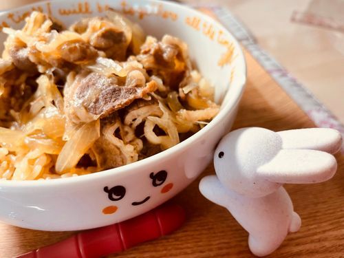 牛丼を作りましたよー！美味しくできましたが豚さんで作った方が好きでした。
