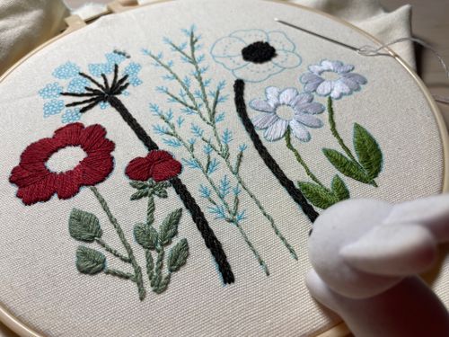 このおやすみはたくさん勉強しました！お勉強中眠くならないように刺繍をしていたのですがこちらもかなり進みました！かわいいね〜！