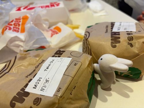 これはこの間カラオケでバーガーキングを食べた写真です！大きいねー！カラオケも楽しかったです！