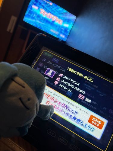 ヌシがやっと写真撮ってくれた！　から、久しぶりのポストやで〜

ヌシとカラオケ行っててん。キーーーンゆうからマイク置いてそのまま歌ってんけど、全然BGMの音やったわ。カラオケあるあるやね
ちなみにわての十八番はポケモン言えるかな？BWや