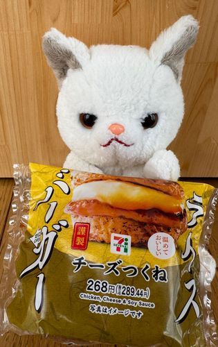 やっほー！つくねだよ！
今日はお昼ごはんを紹介するね！
ライスバーガーチーズ【つくね】
ボクどんどん有名になってくね♪
あ！そうだ！
サインの練習今からしておかないと